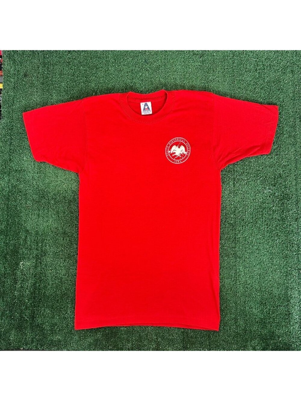 Vintage 80s Iowa Historical Society Museum T-Shirt Red M Single Stitch Bright